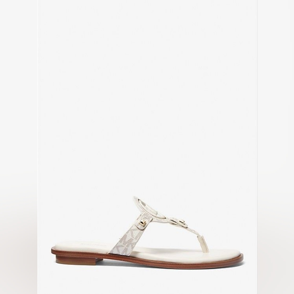 MK Aubrey Cut-Out Signature Logo & Leather T-Strap Sandals! New 4 you!🙂 Sz 10!